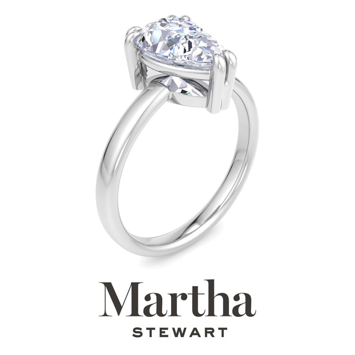 Martha Stewart 2 Carat Pear Shape Lab Grown Diamond Solitaire Engagement Ring In 14K White Gold
