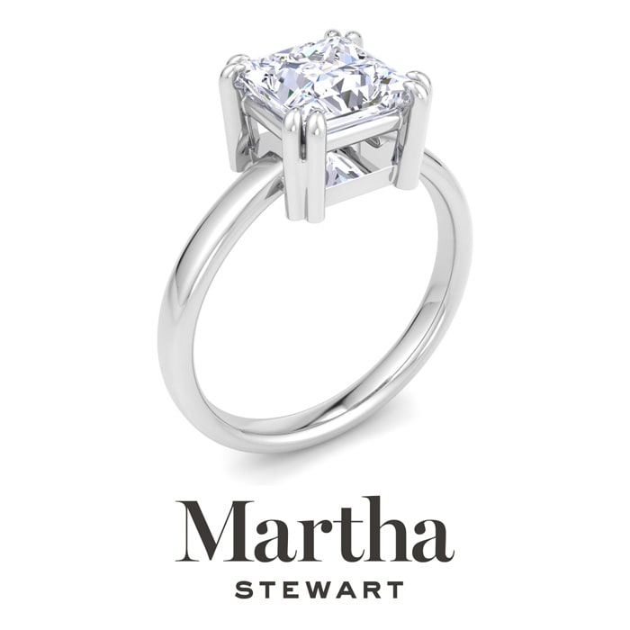 Martha Stewart 2 Carat Princess Cut Lab Grown Diamond Solitaire Engagement Ring In 14K White Gold