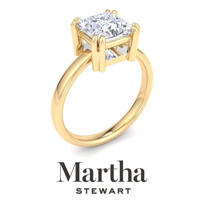 Martha Stewart 2 Carat Princess Cut Lab Grown Diamond Solitaire Engagement Ring In 14K Yellow Gold