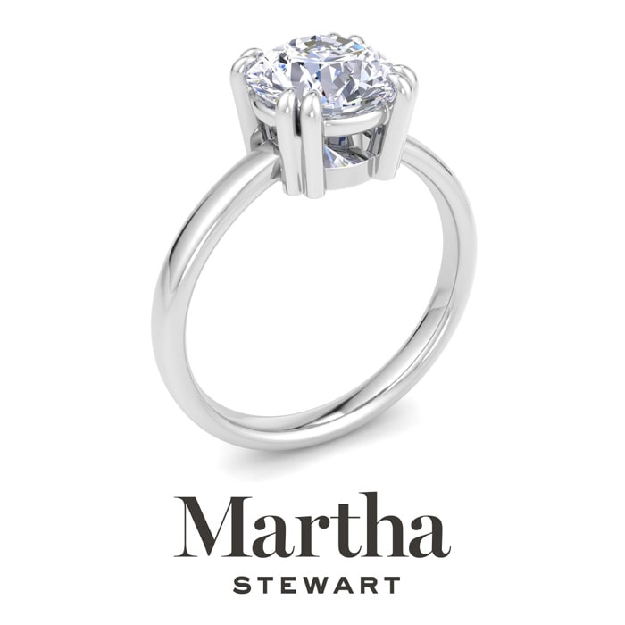 Martha Stewart 2 Carat Round Shape Lab Grown Diamond Solitaire Engagement Ring In 14K White Gold