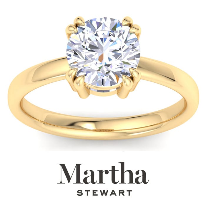 Martha Stewart 2 Carat Round Shape Lab Grown Diamond Solitaire Engagement Ring In 14K Yellow Gold