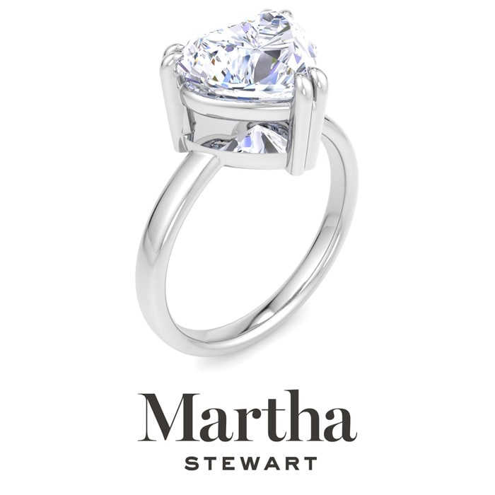 Martha Stewart 3 Carat Heart Shape Lab Grown Diamond Solitaire Engagement Ring In 14K White Gold