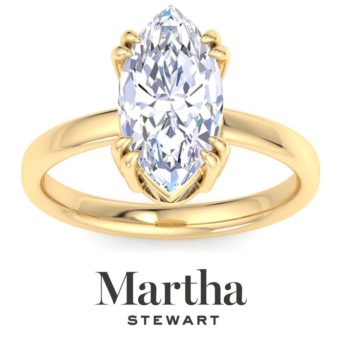 Martha Stewart 3 Carat Marquise Shape Lab Grown Diamond Solitaire Engagement Ring In 14K Yellow Gold