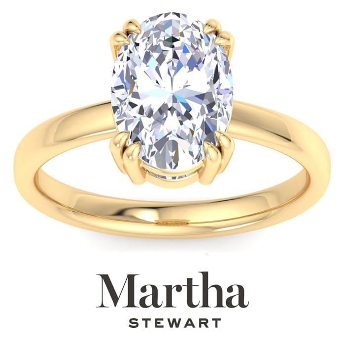 Martha Stewart 3 Carat Oval Shape Lab Grown Diamond Solitaire Engagement Ring In 14K Yellow Gold