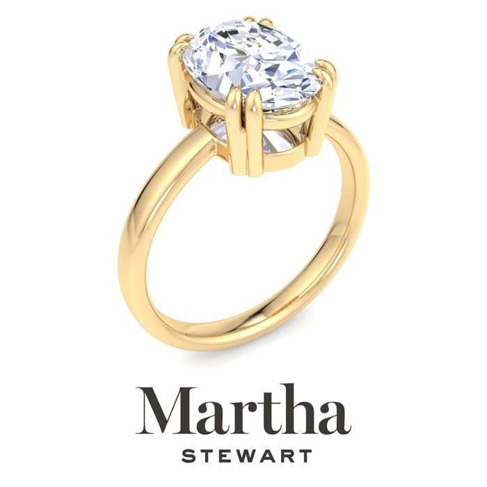 Martha Stewart 3 Carat Oval Shape Lab Grown Diamond Solitaire Engagement Ring In 14K Yellow Gold