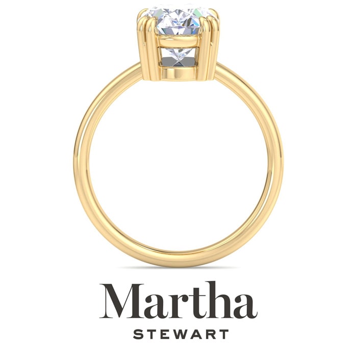 Martha Stewart 3 Carat Oval Shape Lab Grown Diamond Solitaire Engagement Ring In 14K Yellow Gold