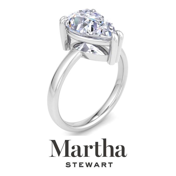 Martha Stewart 3 Carat Pear Shape Lab Grown Diamond Solitaire Engagement Ring In 14K White Gold