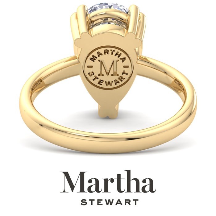 Martha Stewart 3 Carat Pear Shape Lab Grown Diamond Solitaire Engagement Ring In 14K Yellow Gold