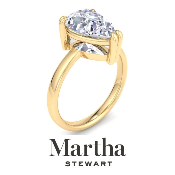 Martha Stewart 3 Carat Pear Shape Lab Grown Diamond Solitaire Engagement Ring In 14K Yellow Gold