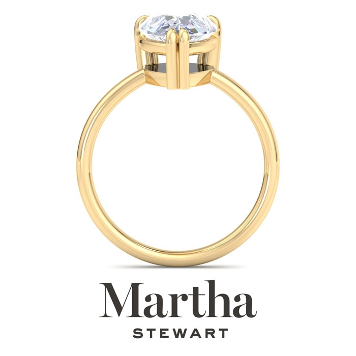Martha Stewart 3 Carat Pear Shape Lab Grown Diamond Solitaire Engagement Ring In 14K Yellow Gold