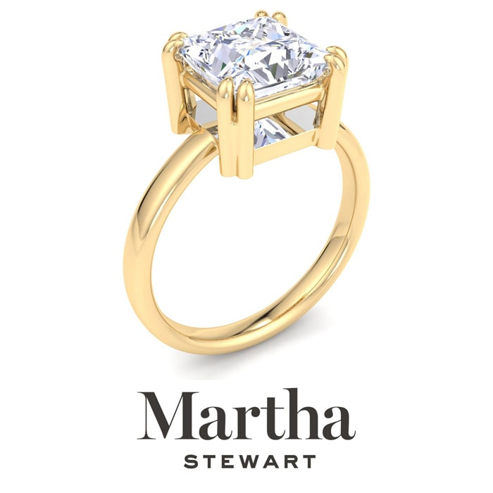 Martha Stewart 3 Carat Princess Cut Lab Grown Diamond Solitaire Engagement Ring In 14K Yellow Gold