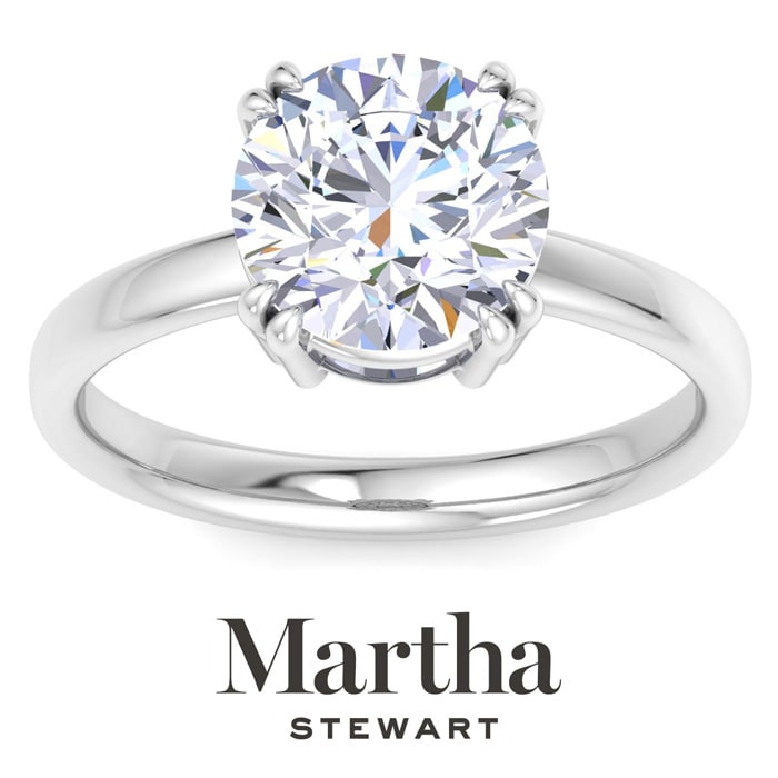 Martha Stewart 3 Carat Round Shape Lab Grown Diamond Solitaire Engagement Ring In 14K White Gold