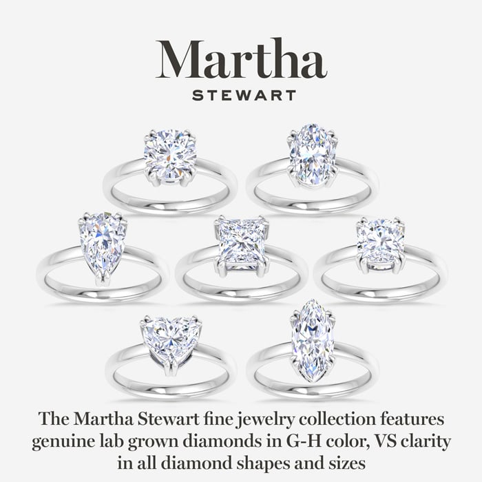 Martha Stewart 3 Carat Round Shape Lab Grown Diamond Solitaire Engagement Ring In 14K White Gold