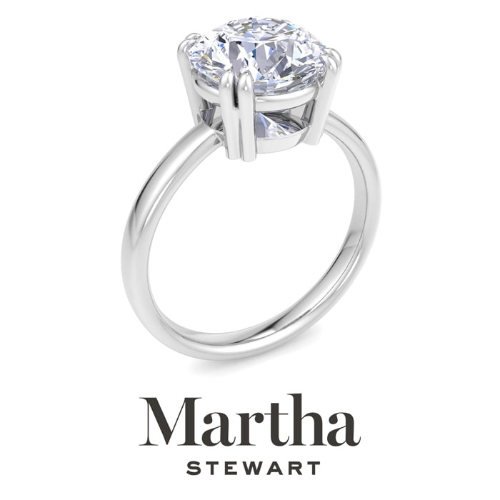 Martha Stewart 3 Carat Round Shape Lab Grown Diamond Solitaire Engagement Ring In 14K White Gold