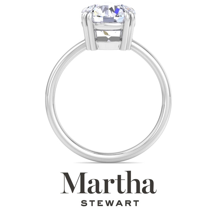 Martha Stewart 3 Carat Round Shape Lab Grown Diamond Solitaire Engagement Ring In 14K White Gold