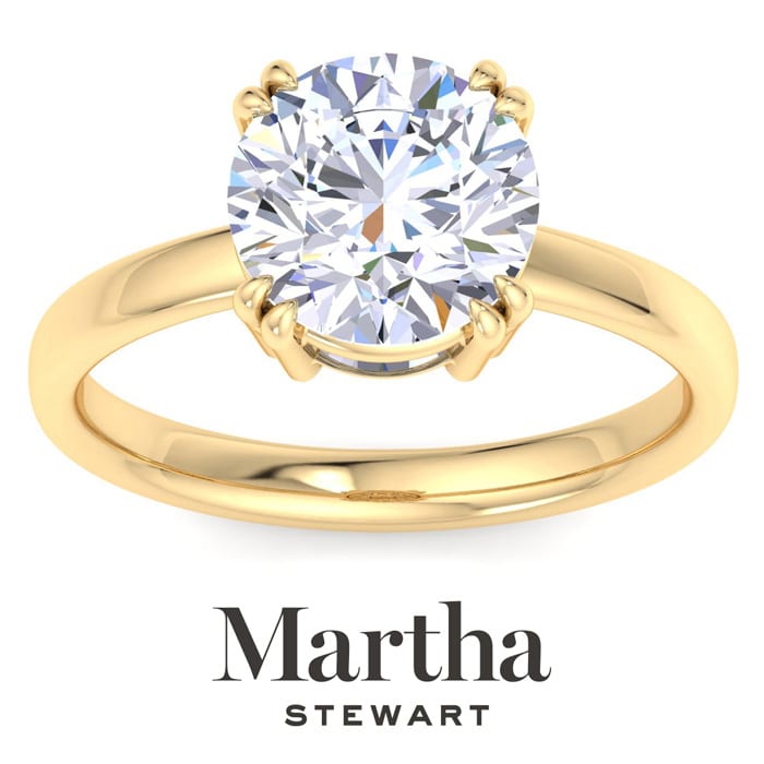 Martha Stewart 3 Carat Round Shape Lab Grown Diamond Solitaire Engagement Ring In 14K Yellow Gold