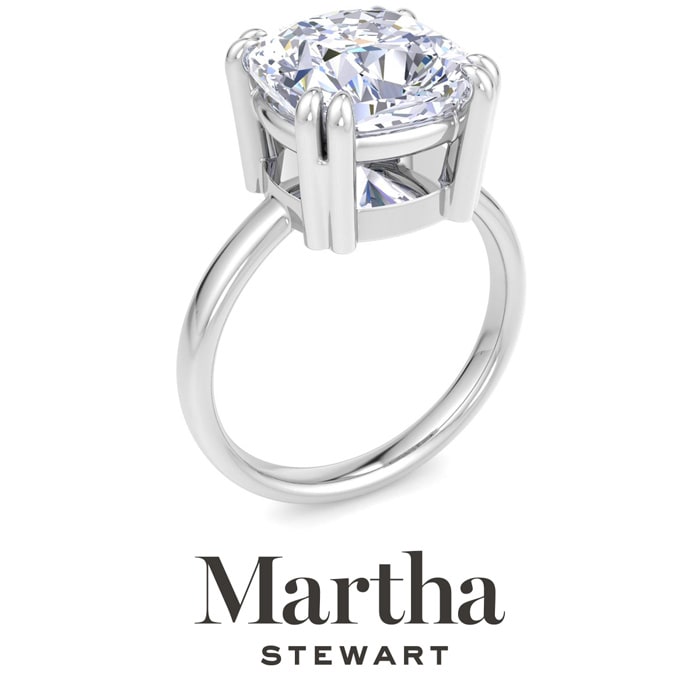 Martha Stewart 5 Carat Cushion Cut Lab Grown Diamond Solitaire Engagement Ring In 14K White Gold