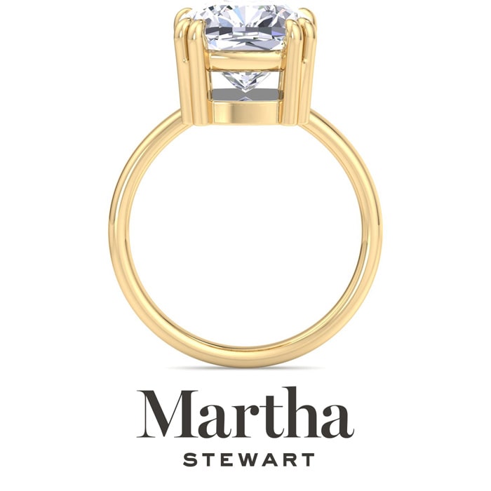 Martha Stewart 5 Carat Cushion Cut Lab Grown Diamond Solitaire Engagement Ring In 14K Yellow Gold