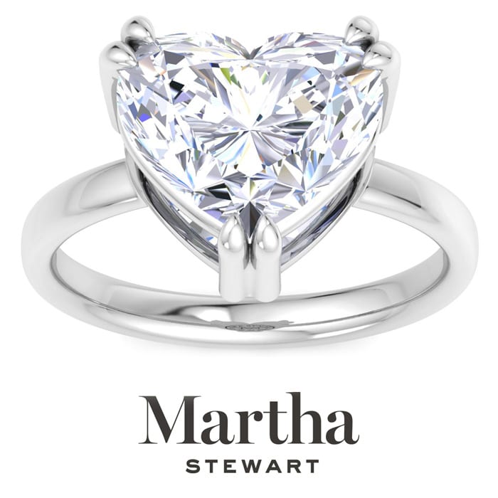 Martha Stewart 5 Carat Heart Shape Lab Grown Diamond Solitaire Engagement Ring In 14K White Gold
