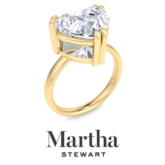 Martha Stewart 5 Carat Heart Shape Lab Grown Diamond Solitaire Engagement Ring In 14K Yellow Gold
