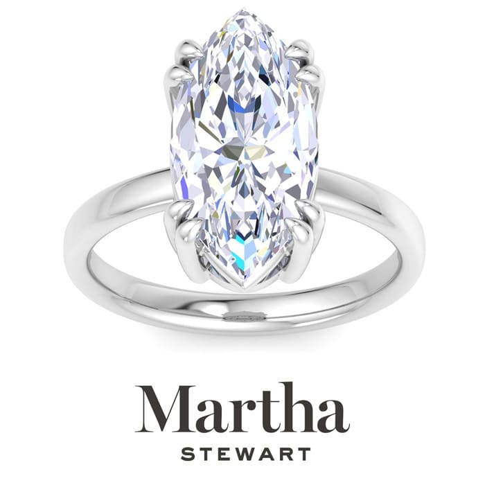Martha Stewart 5 Carat Marquise Shape Lab Grown Diamond Solitaire Engagement Ring In 14K White Gold
