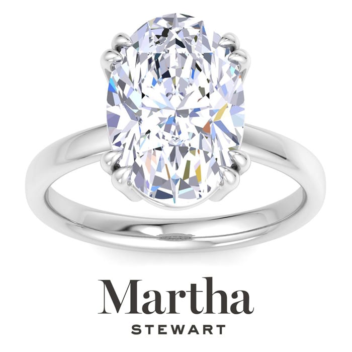 Martha Stewart 5 Carat Oval Shape Lab Grown Diamond Solitaire Engagement Ring In 14K White Gold