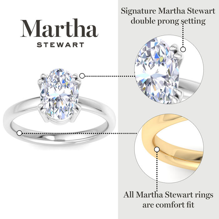 Martha Stewart 5 Carat Oval Shape Lab Grown Diamond Solitaire Engagement Ring In 14K White Gold