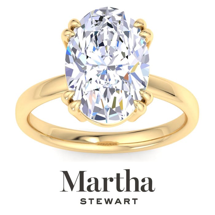 Martha Stewart 5 Carat Oval Shape Lab Grown Diamond Solitaire Engagement Ring In 14K Yellow Gold