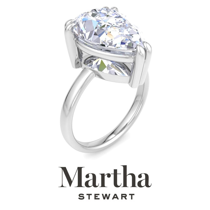 Martha Stewart 5 Carat Pear Shape Lab Grown Diamond Solitaire Engagement Ring In 14K White Gold