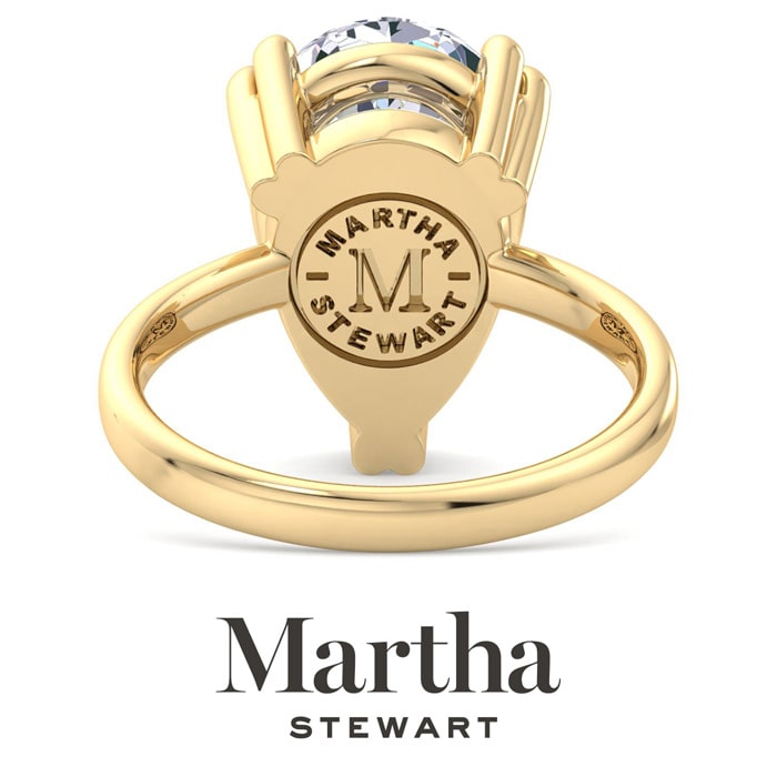 Martha Stewart 5 Carat Pear Shape Lab Grown Diamond Solitaire Engagement Ring In 14K Yellow Gold