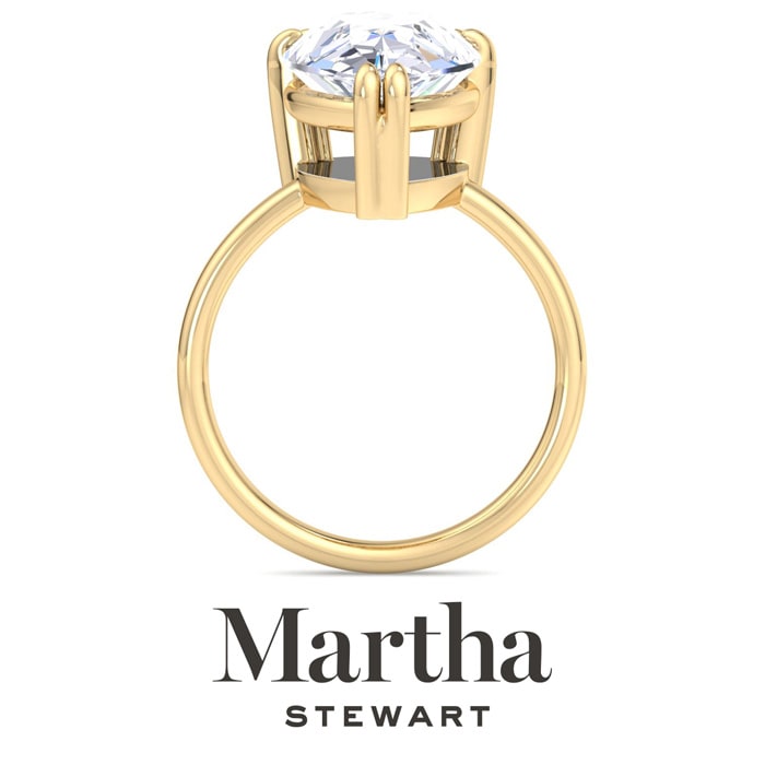 Martha Stewart 5 Carat Pear Shape Lab Grown Diamond Solitaire Engagement Ring In 14K Yellow Gold