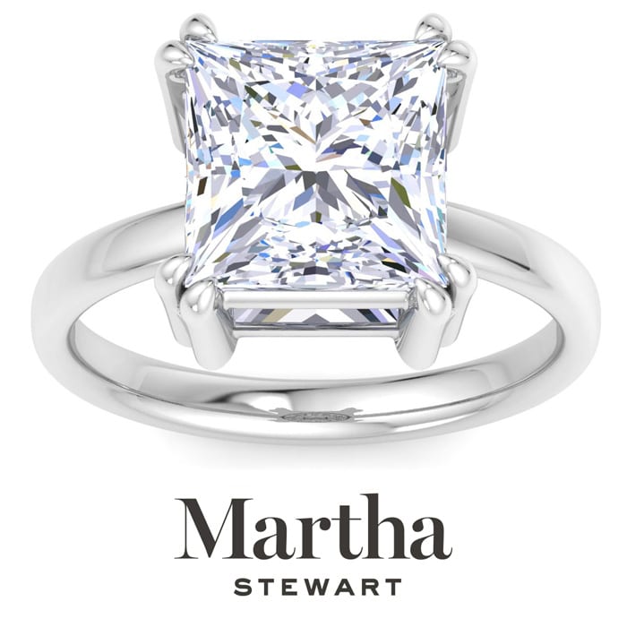 Martha Stewart 5 Carat Princess Cut Lab Grown Diamond Solitaire Engagement Ring In 14K White Gold