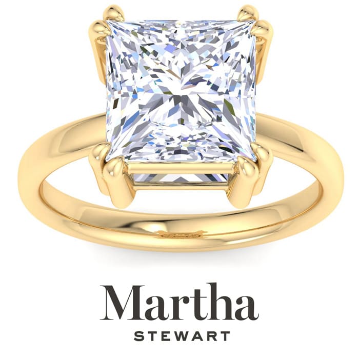 Martha Stewart 5 Carat Princess Cut Lab Grown Diamond Solitaire Engagement Ring In 14K Yellow Gold