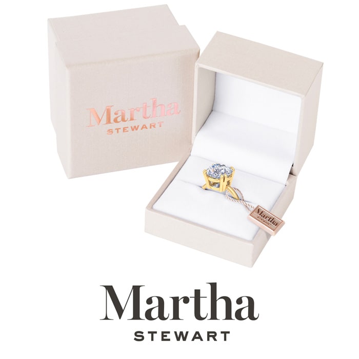 Martha Stewart 5 Carat Round Shape Lab Grown Diamond Solitaire Engagement Ring In 14K Yellow Gold