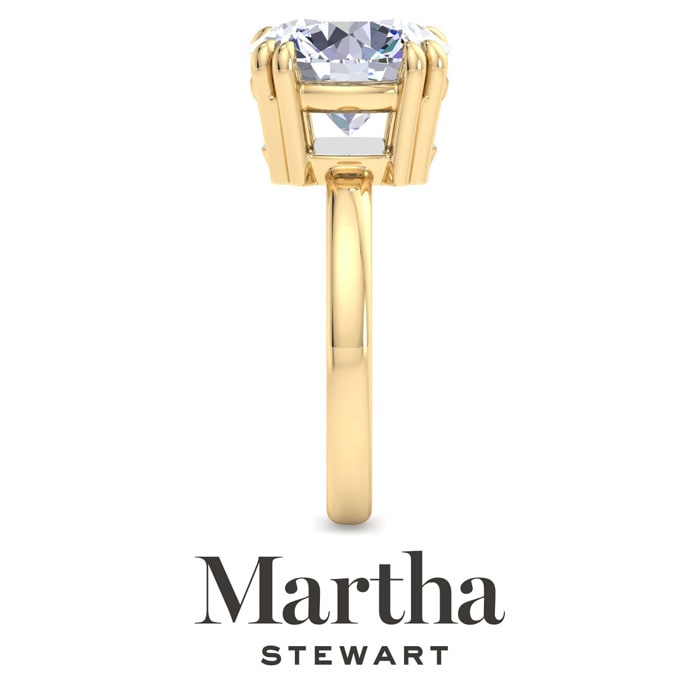 Martha Stewart 5 Carat Round Shape Lab Grown Diamond Solitaire Engagement Ring In 14K Yellow Gold
