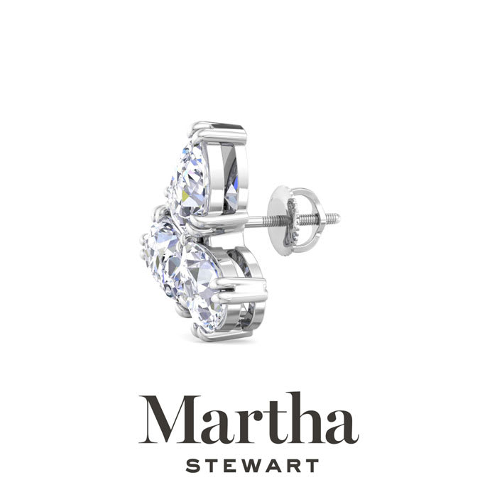 Martha Stewart 3 Carat Lab Grown Diamond Cluster Stud Earrings In 14 Karat White Gold, Pear