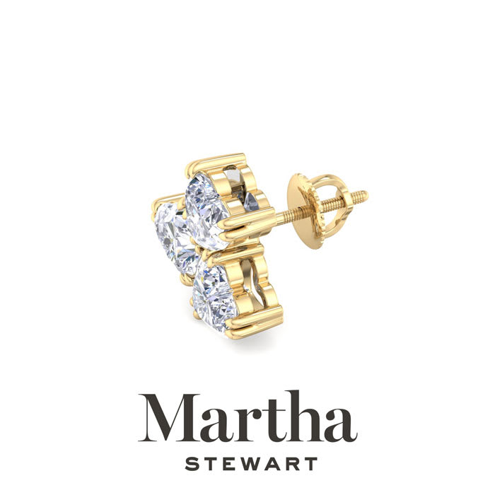 Martha Stewart 3 Carat Lab Grown Diamond Cluster Stud Earrings In 14 Karat Yellow Gold, Heart