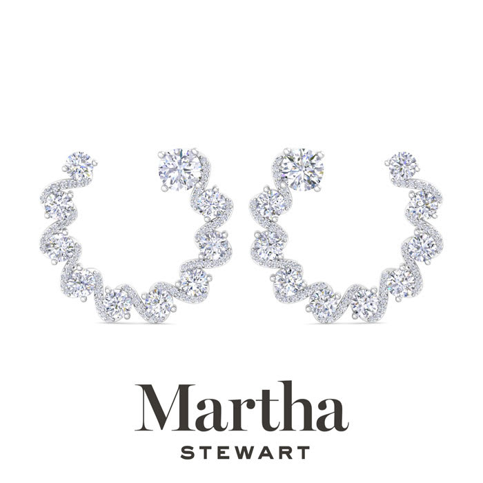 Martha Stewart 5 Carat Lab Grown Diamond Hoop Earrings In 14 Karat White Gold