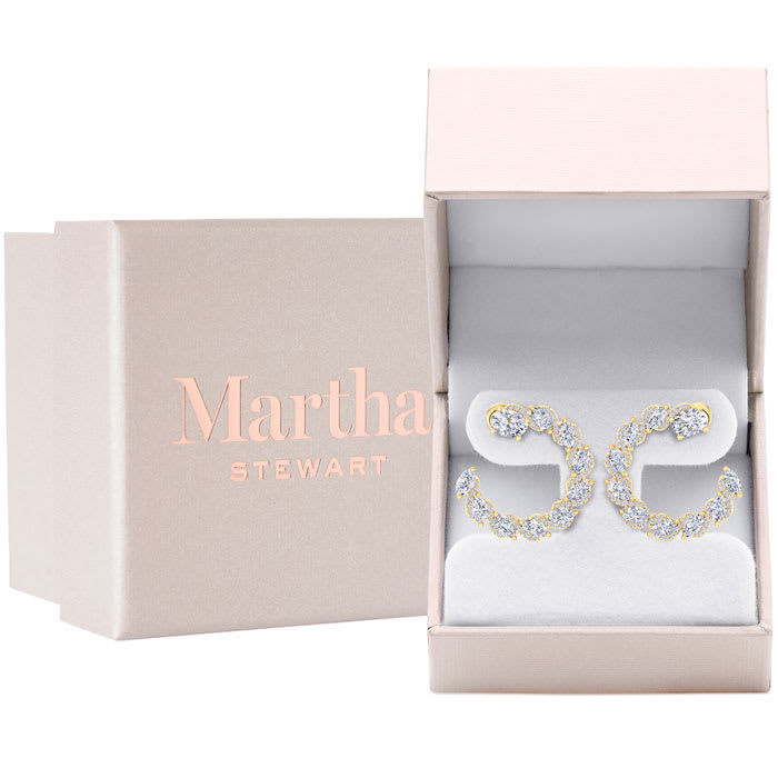 Martha Stewart 5 Carat Lab Grown Diamond Hoop Earrings In 14 Karat Yellow Gold, Oval