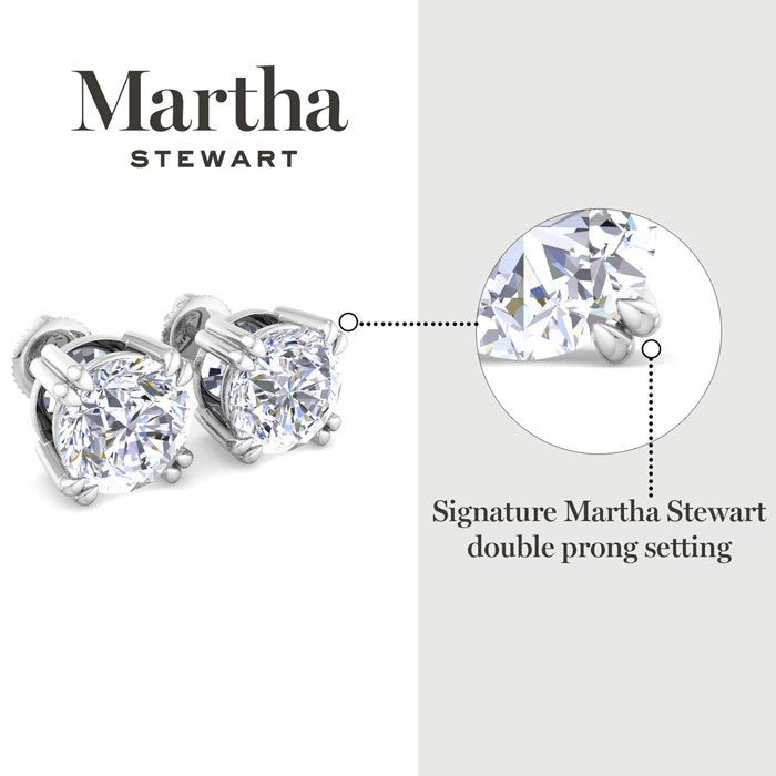 Martha Stewart 2 Carat Lab Grown Diamond Stud Earrings In 14 Karat White Gold