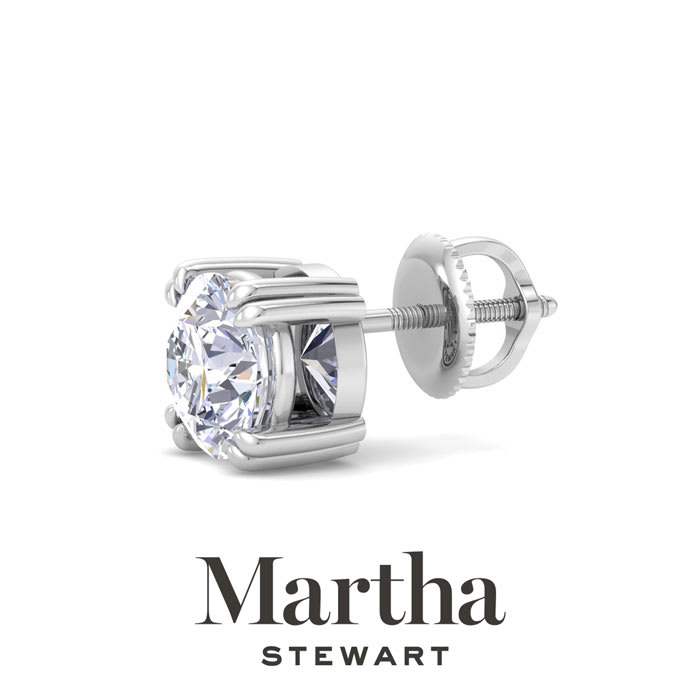 Martha Stewart 2 Carat Lab Grown Diamond Stud Earrings In 14 Karat White Gold