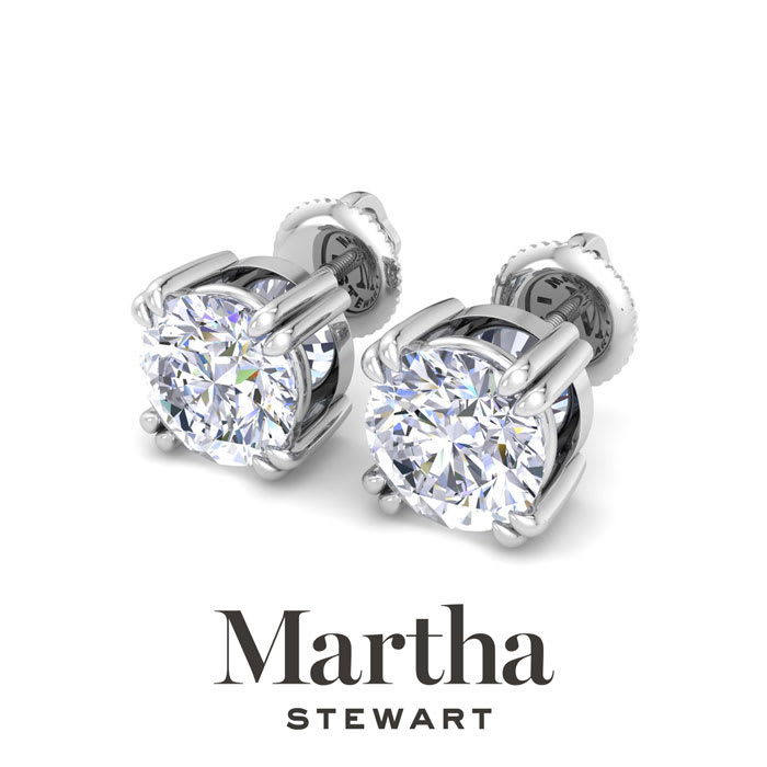 Martha Stewart 2 Carat Lab Grown Diamond Stud Earrings In 14 Karat White Gold