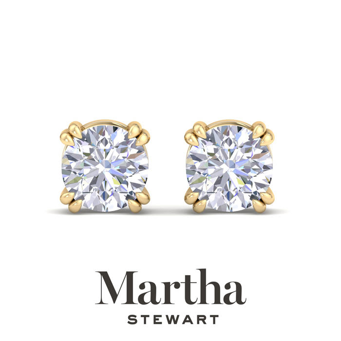 Martha Stewart 2 Carat Lab Grown Diamond Stud Earrings In 14 Karat Yellow Gold