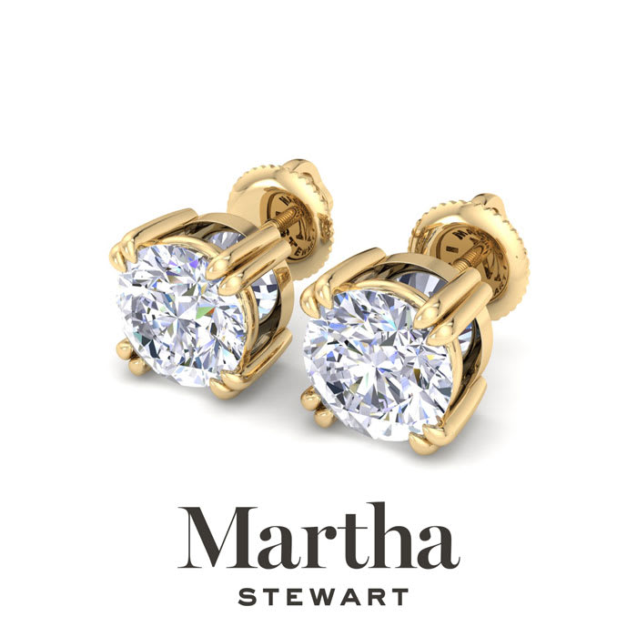 Martha Stewart 2 Carat Lab Grown Diamond Stud Earrings In 14 Karat Yellow Gold