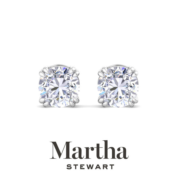 Martha Stewart 3 Carat Lab Grown Diamond Stud Earrings In 14 Karat White Gold