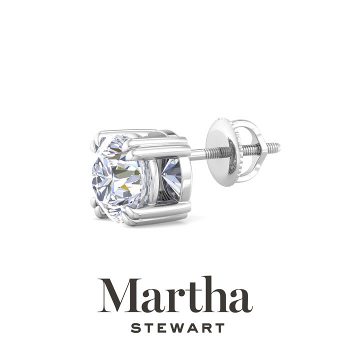 Martha Stewart 3 Carat Lab Grown Diamond Stud Earrings In 14 Karat White Gold