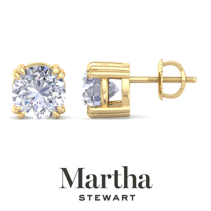 Martha Stewart 3 Carat Lab Grown Diamond Stud Earrings In 14 Karat Yellow Gold