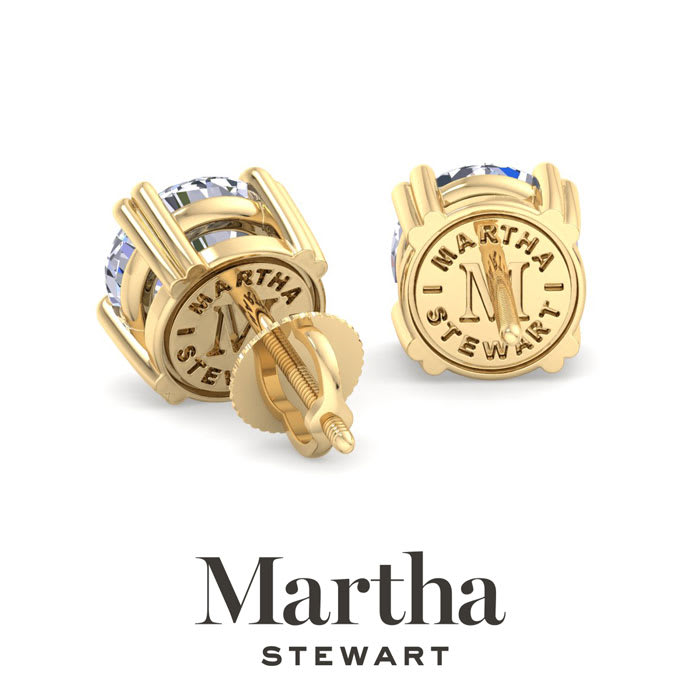 Martha Stewart 3 Carat Lab Grown Diamond Stud Earrings In 14 Karat Yellow Gold