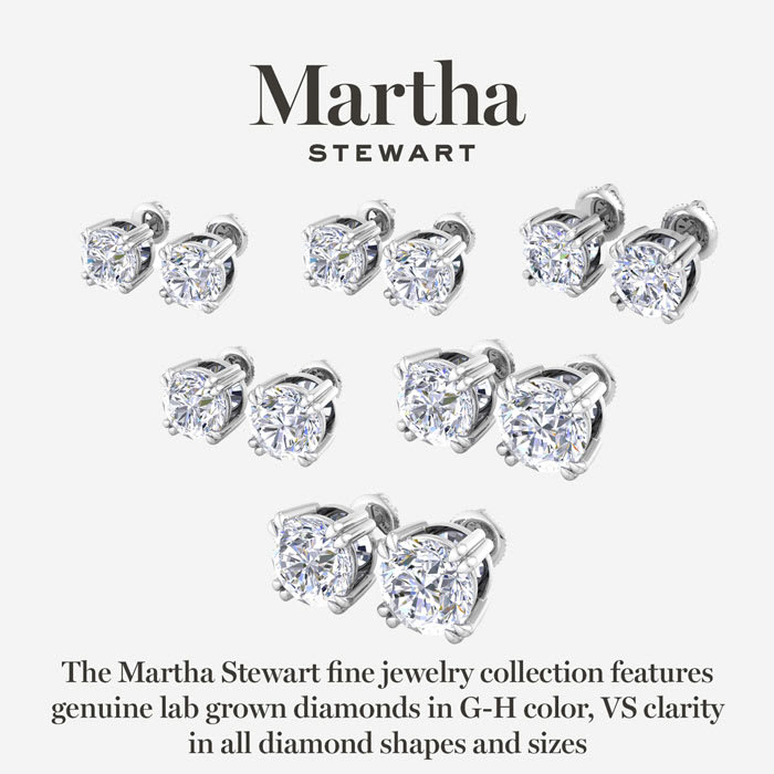 Martha Stewart 3 Carat Lab Grown Diamond Stud Earrings In 14 Karat Yellow Gold