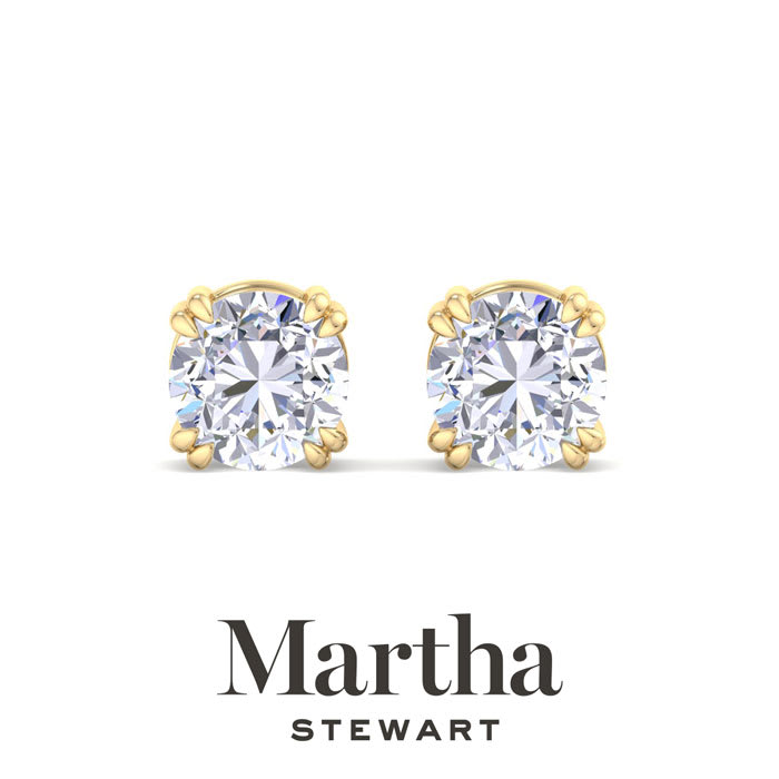 Martha Stewart 3 Carat Lab Grown Diamond Stud Earrings In 14 Karat Yellow Gold